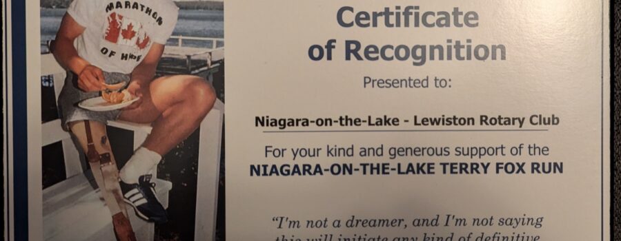 Lewiston/NOTL Rotary Supports the Terry Fox Run